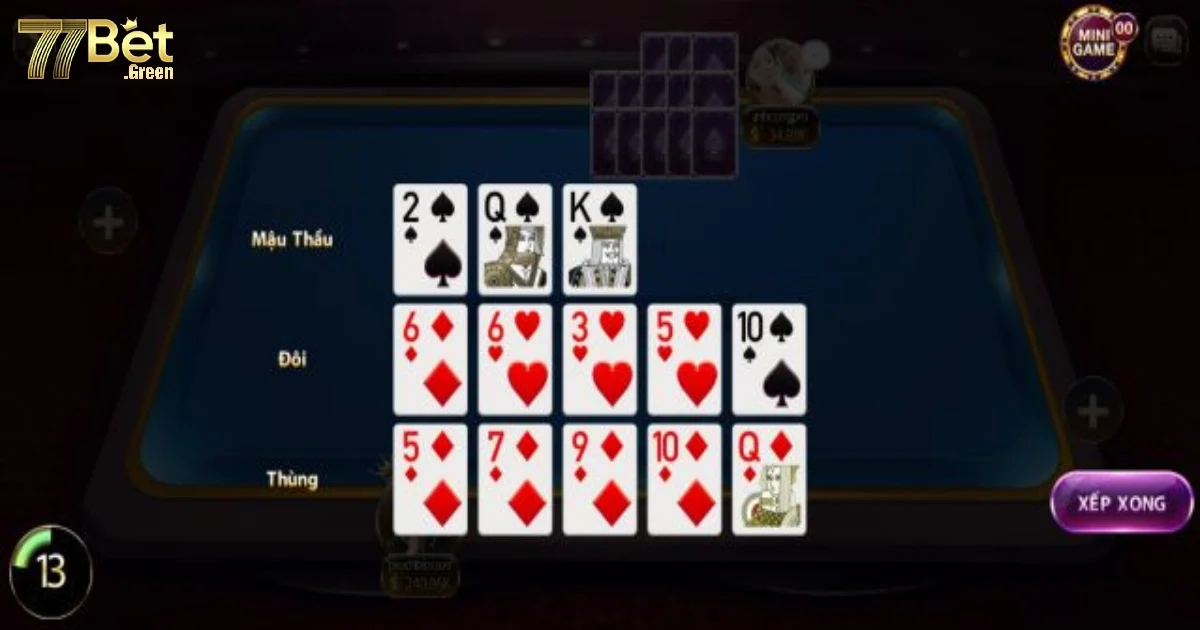 Chiến thuật sắp xếp b&agrave;i Mậu binh tại 77bet để chiến thắng